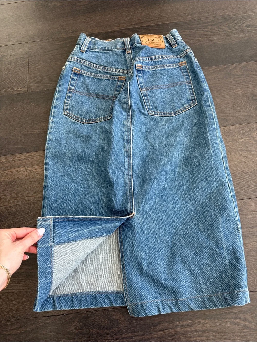 Polo Ralph Lauren Vintage Midi Denim Skirt 4 - Picture 6 of 6